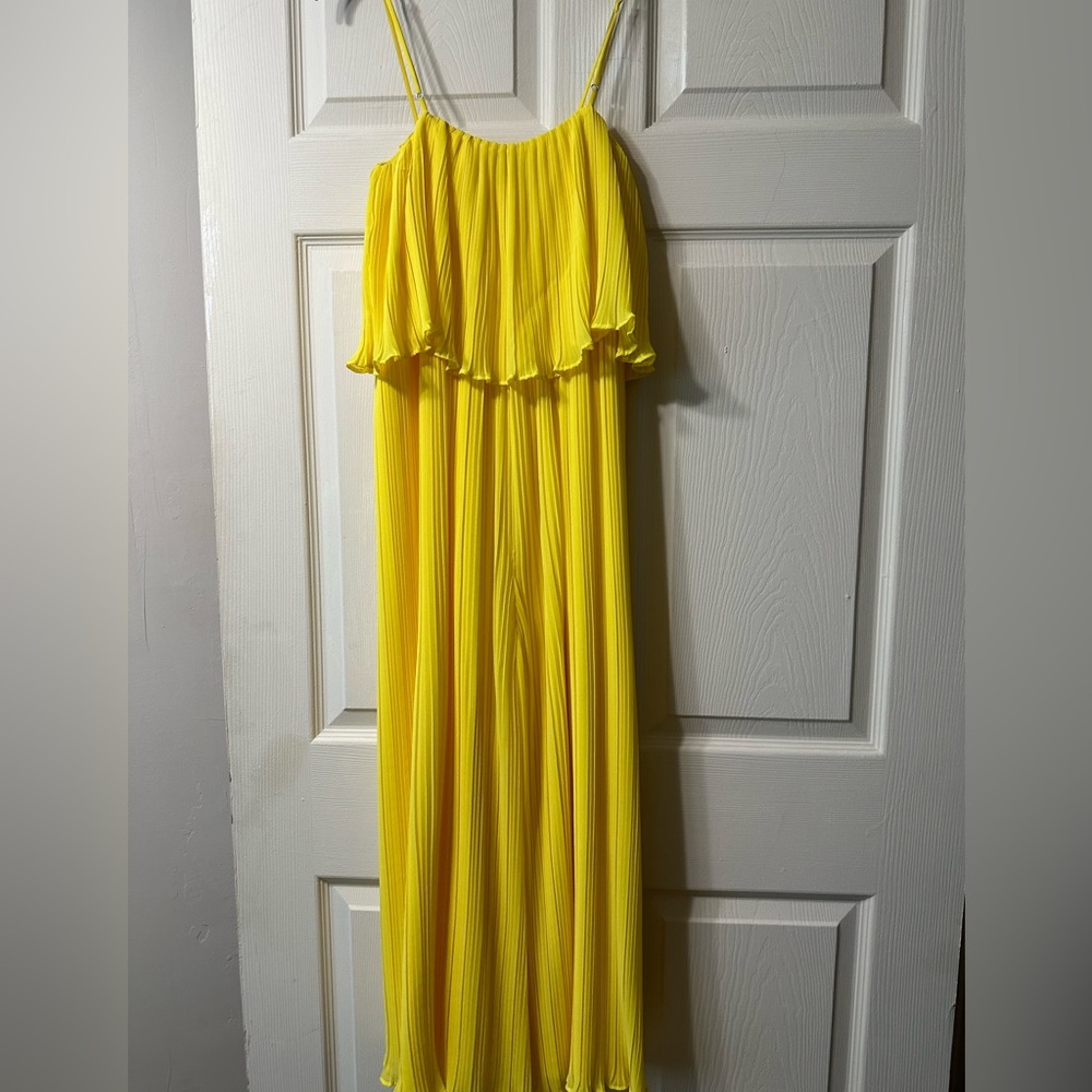 Gianni Bini Yellow Jumpsuit with Spaghetti Straps, Size Medium